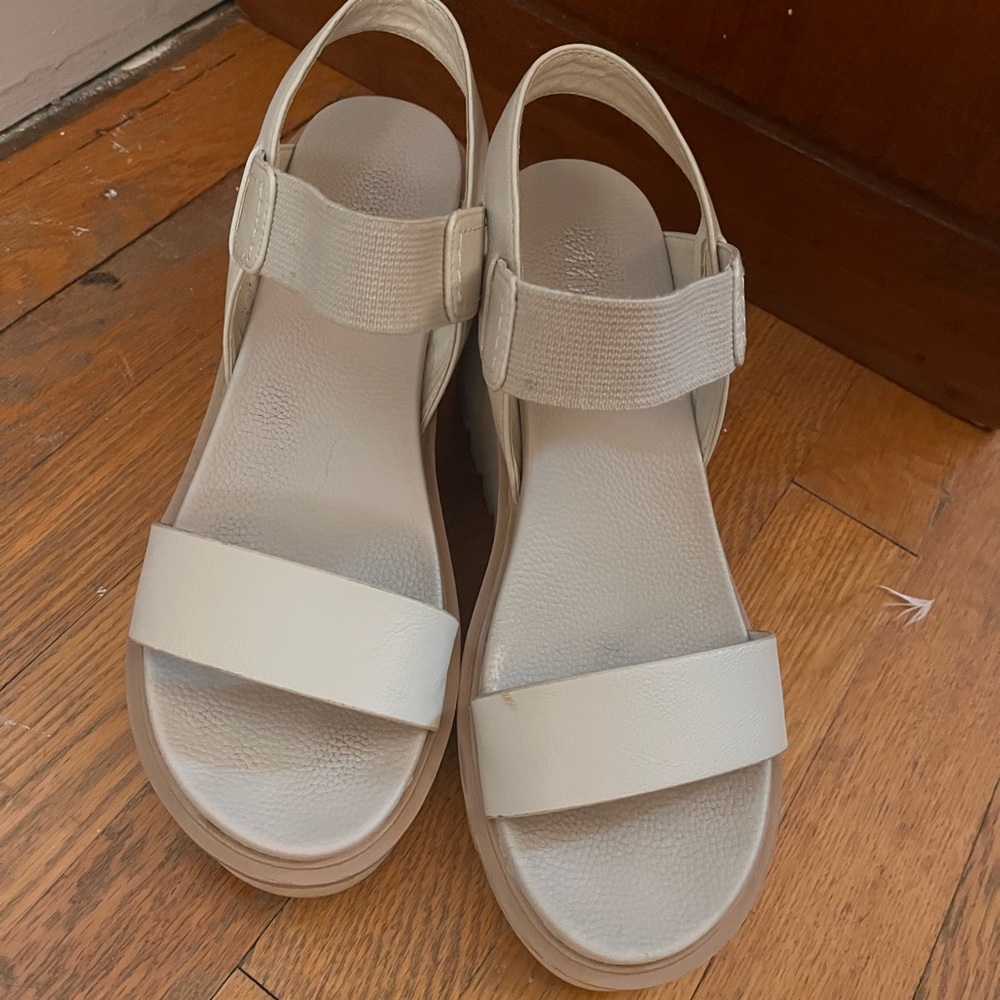 MIA Cream Platform Sandals with Ankle Strap
